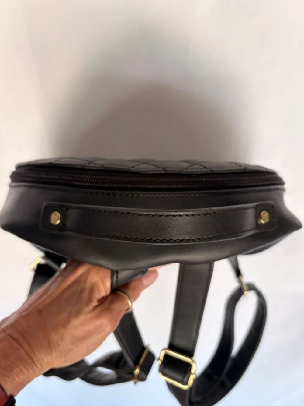 Liz Claiborne Black Quilted Mini Backpack Gold Hardware